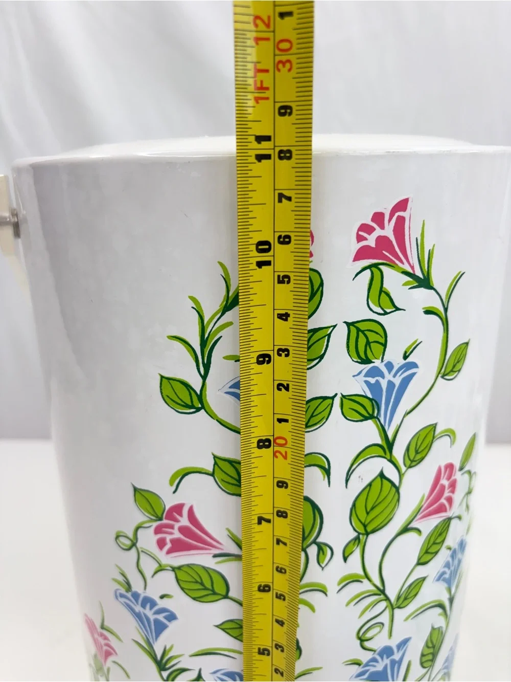 H. J. Stotter vintage acrylic 4 pc vtg floral beverage set ice bucket 3 tumblers